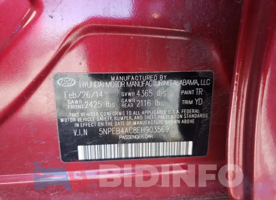 5NPEB4AC8EH903569 Photo# 12