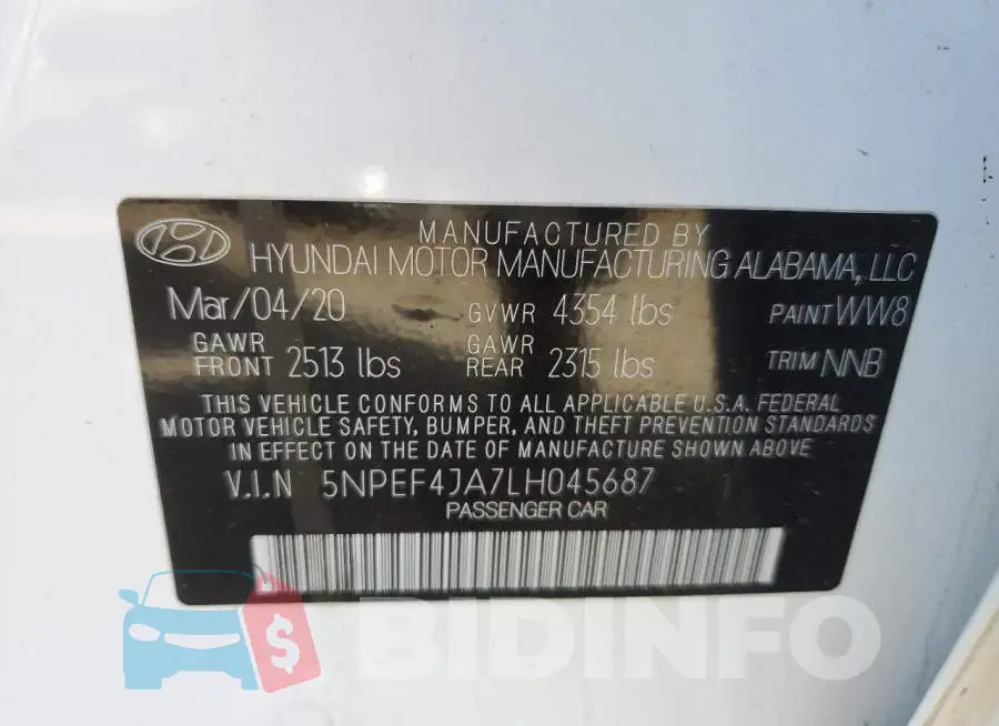 5NPEF4JA7LH045687 Photo# 10