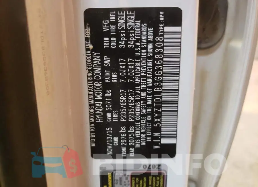 5XYZTDLB3GG368308 Photo# 13