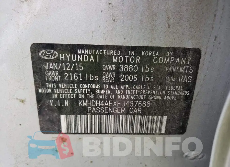 KMHDH4AEXFU437688 Photo# 13