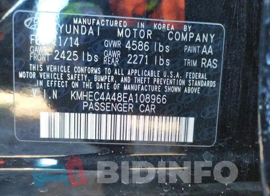 KMHEC4A48EA108966 Photo# 12