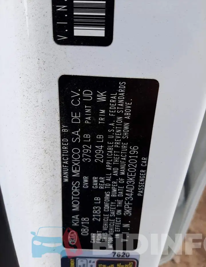 3KPF34AD3KE020196 Photo# 12