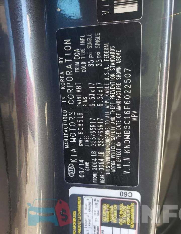 KNDMB5C16F6022507 Photo# 13