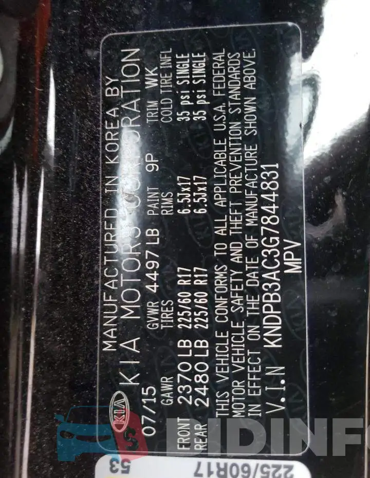KNDPB3AC3G7844831 Photo# 12