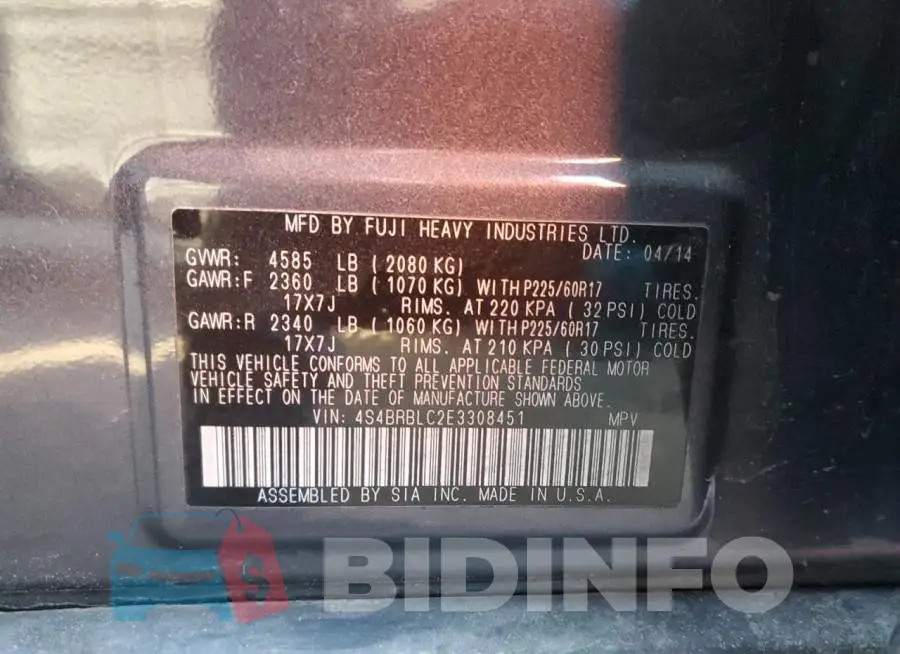 4S4BRBLC2E3308451 Photo# 12