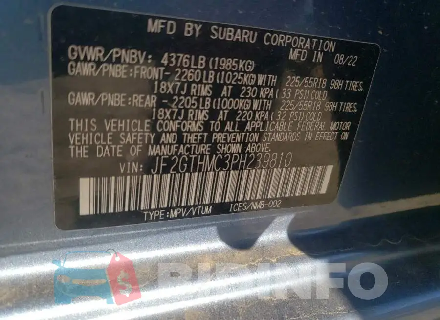 JF2GTHMC3PH239810 Photo# 13