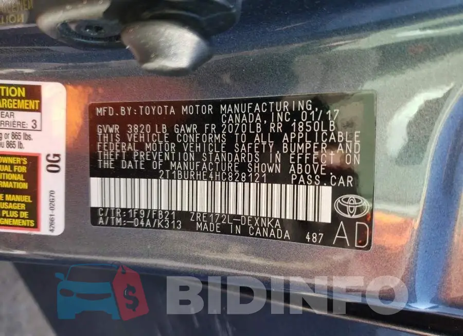 2T1BURHE4HC828121 Photo# 13