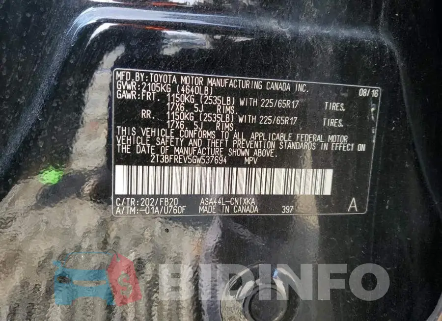 2T3BFREV5GW537694 Photo# 13