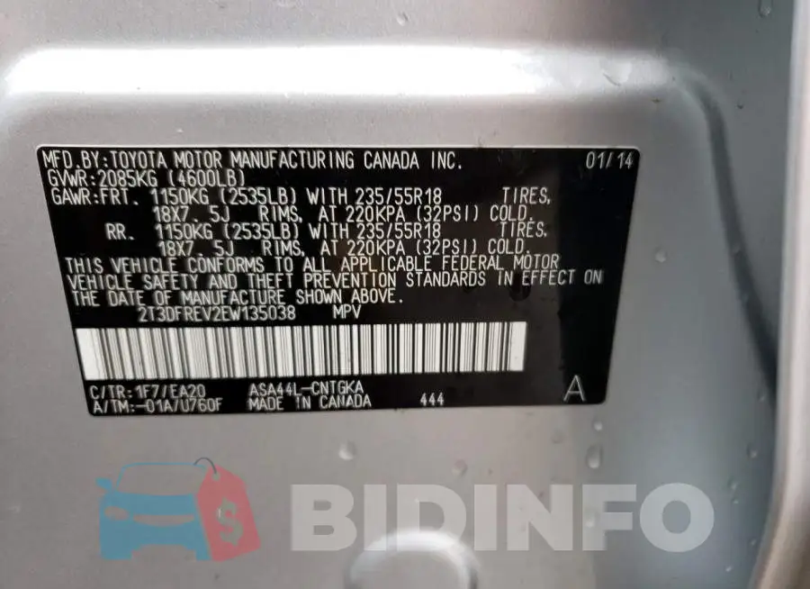 2T3DFREV2EW135038 Photo# 14