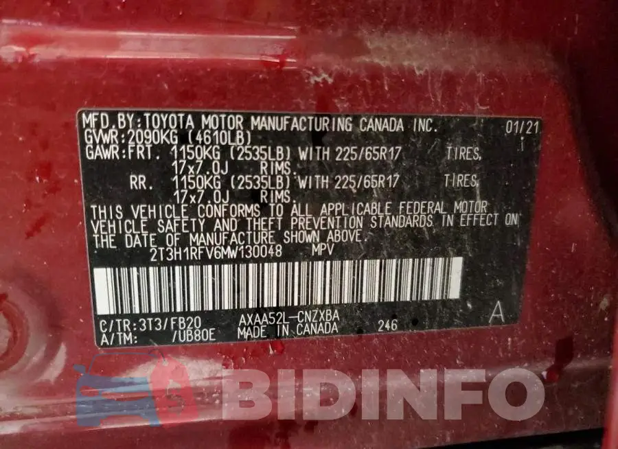 2T3H1RFV6MW130048 Photo# 14
