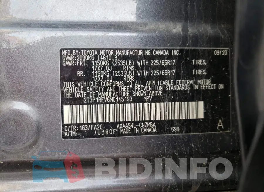 2T3P1RFV6MC145193 Photo# 14