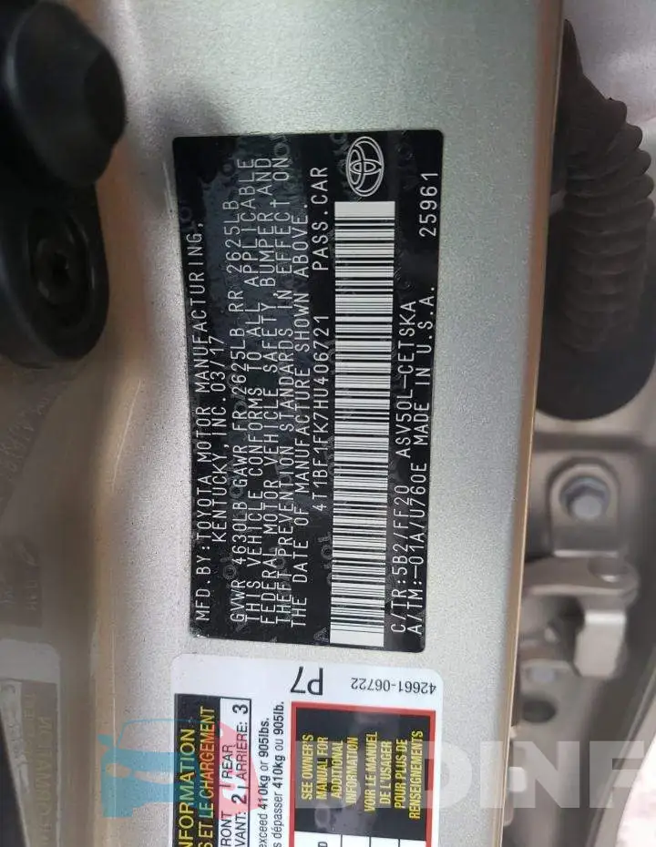 4T1BF1FK7HU406721 Photo# 13