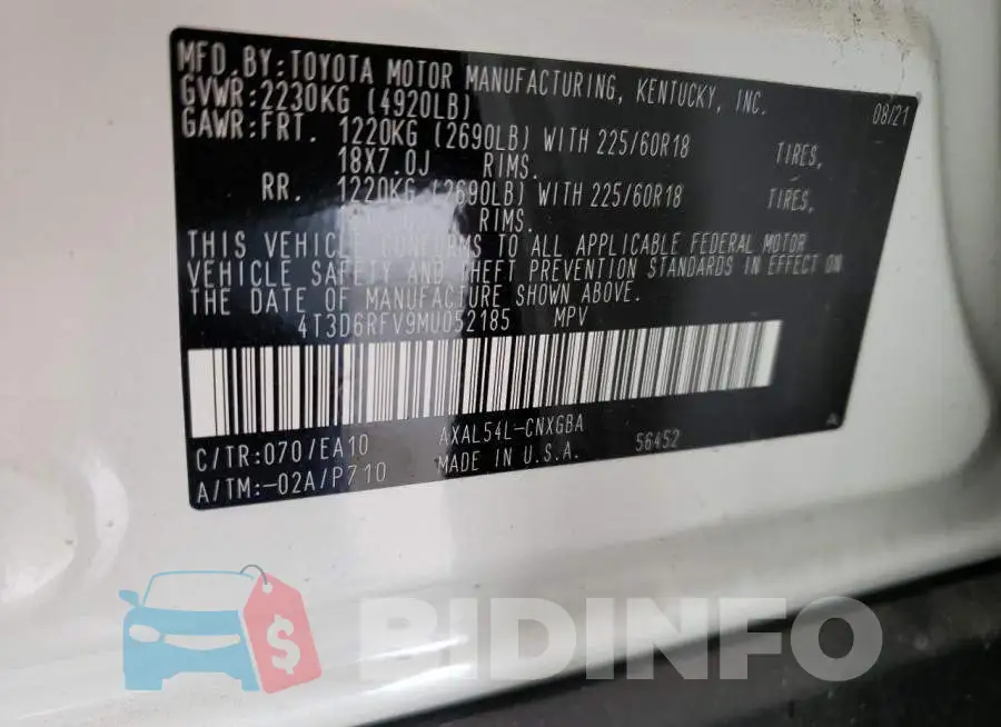 4T3D6RFV9MU052185 Photo# 13