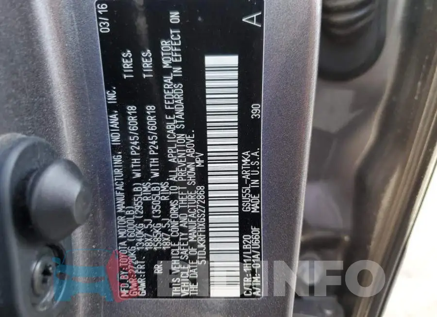 5TDJKRFHXGS272868 Photo# 14