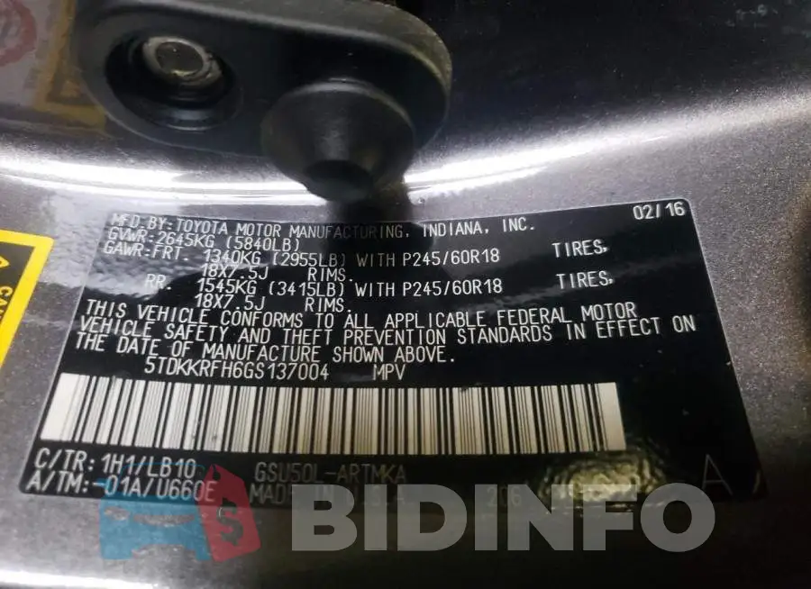 5TDKKRFH6GS137004 Photo# 14