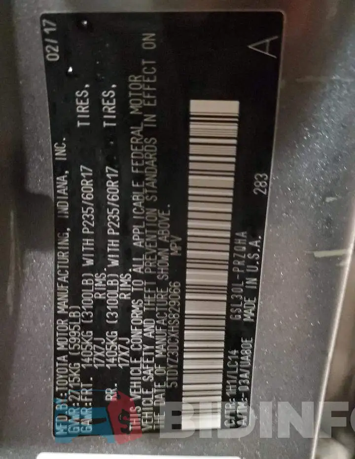 5TDYZ3DCXHS829066 Photo# 14