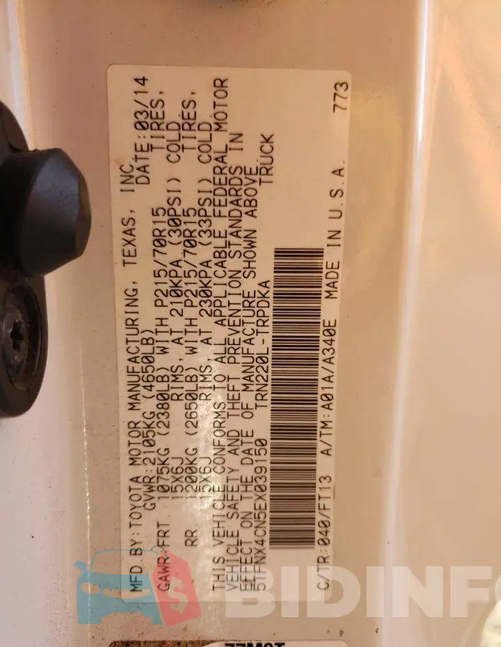 5TFNX4CN5EX039150 Photo# 12