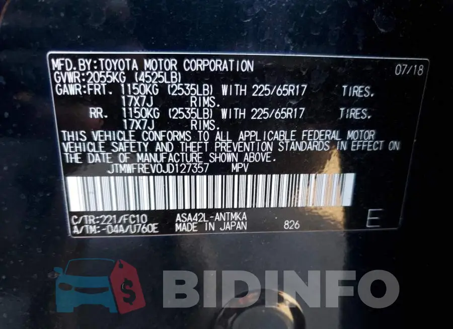 JTMWFREV0JD127357 Photo# 13
