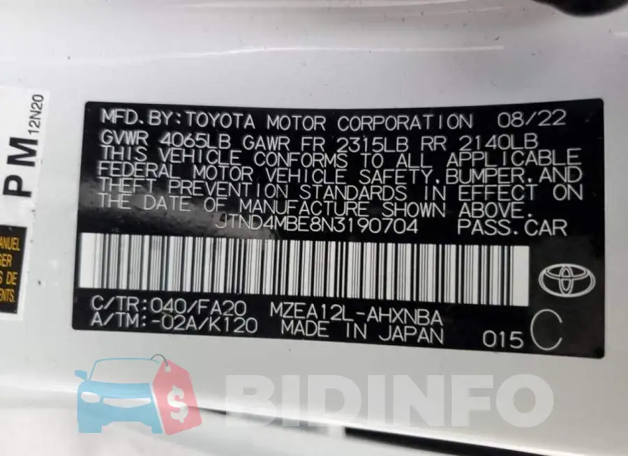 JTND4MBE8N3190704 Photo# 13