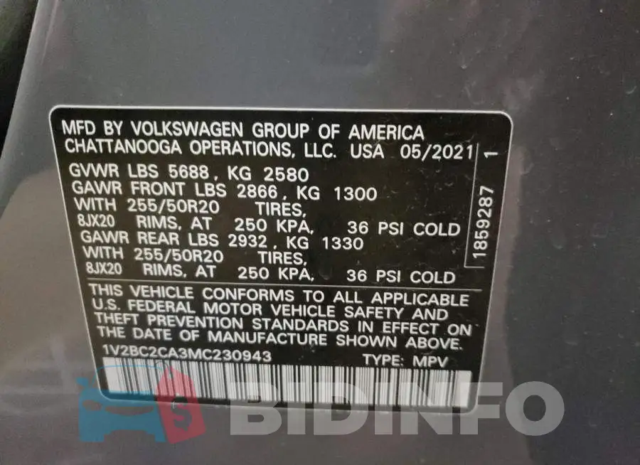 1V2BC2CA3MC230943 Photo# 10