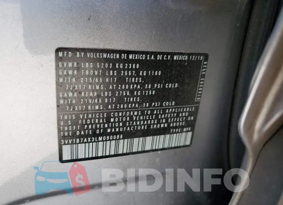 3VV1B7AX3LM090086 Photo# 13