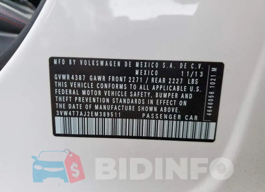 3VW4T7AJ2EM389511 Photo# 12