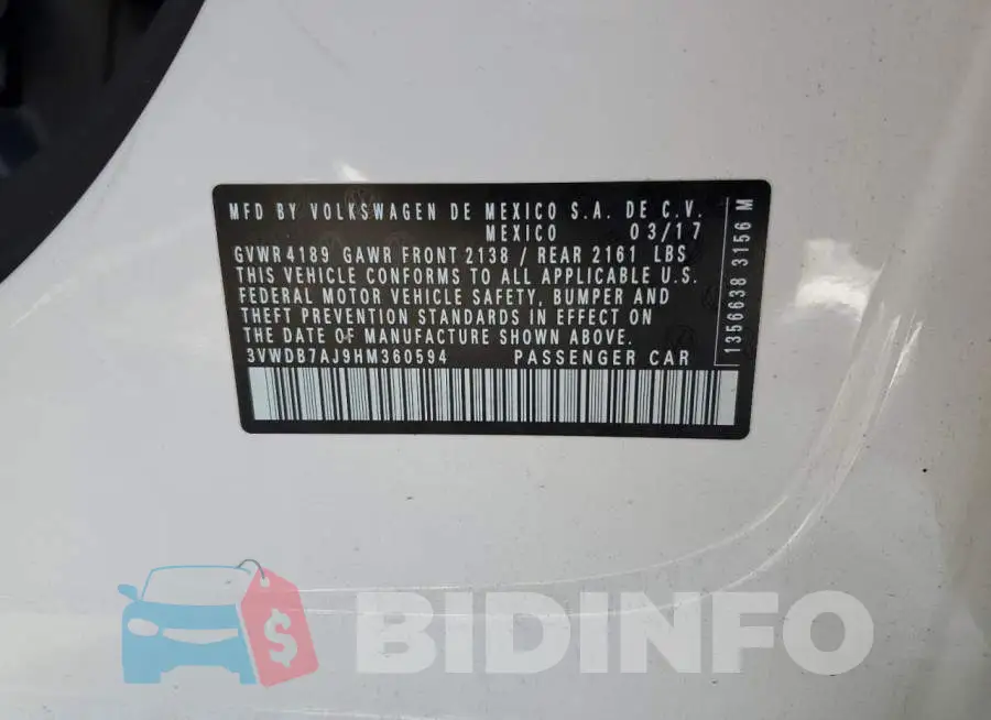 3VWDB7AJ9HM360594 Photo# 12