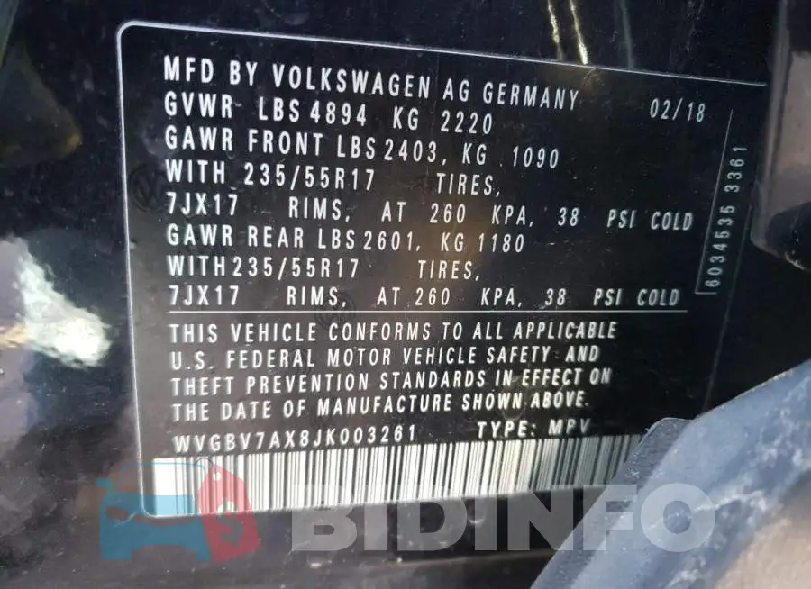 WVGBV7AX8JK003261 Photo# 12