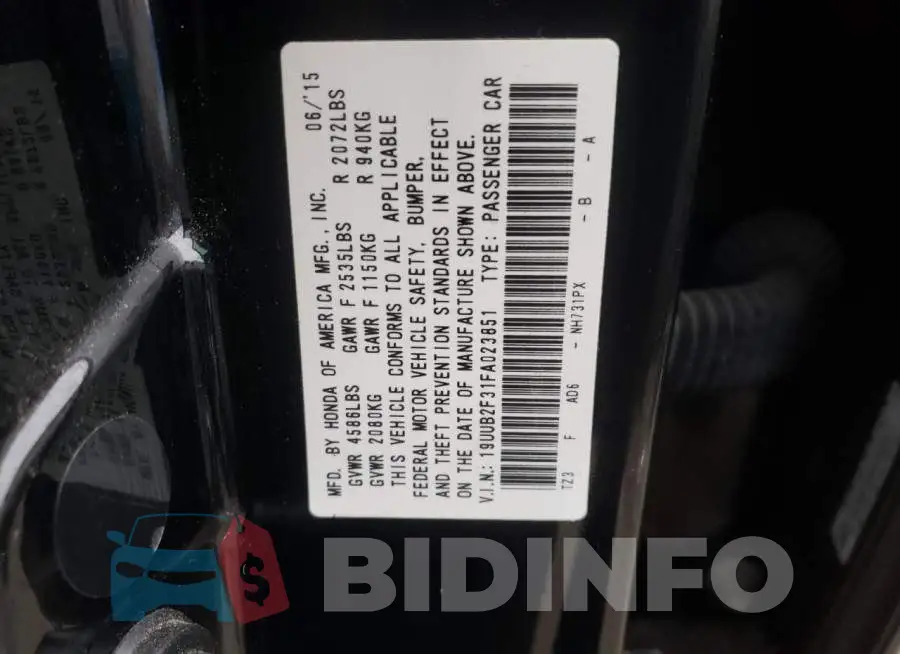 19UUB2F31FA023851 Photo# 12