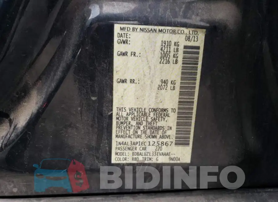 1N4AL3AP1EC125867 Photo# 12