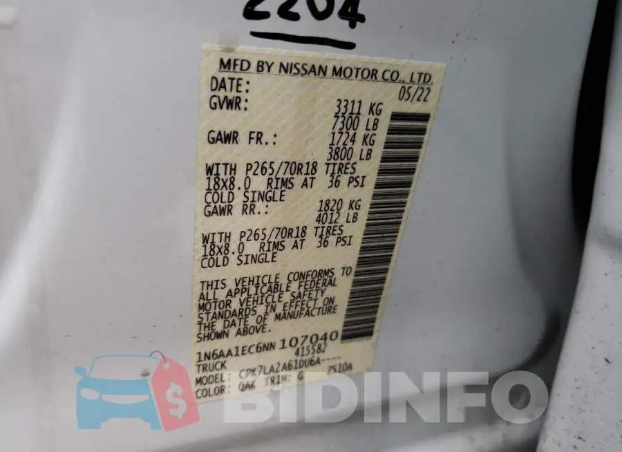 1N6AA1EC6NN107040 Photo# 12