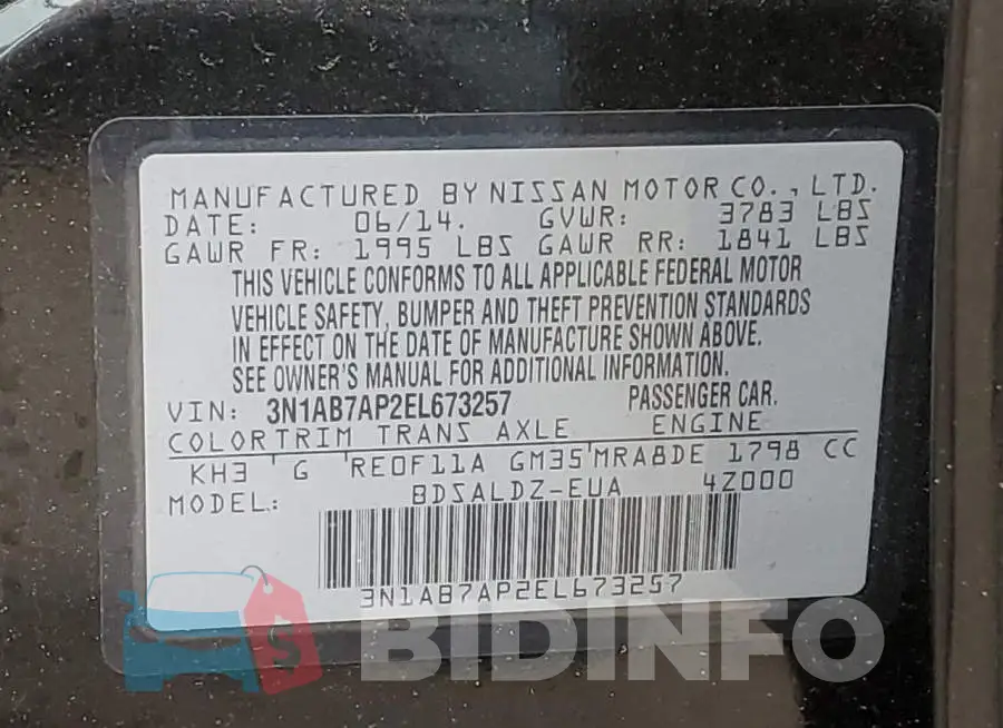 3N1AB7AP2EL673257 Photo# 13