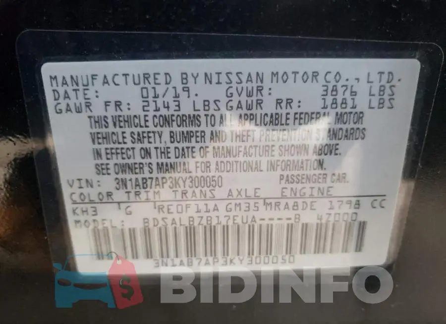 3N1AB7AP3KY300050 Photo# 13