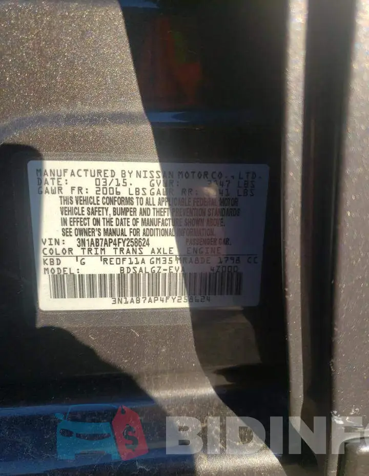 3N1AB7AP4FY258624 Photo# 12