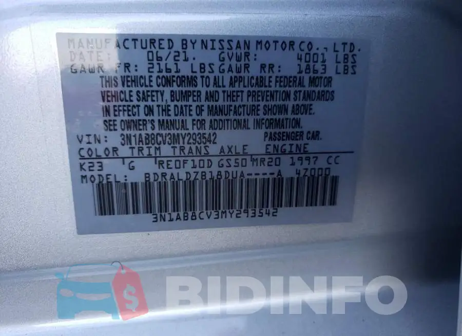 3N1AB8CV3MY293542 Photo# 12