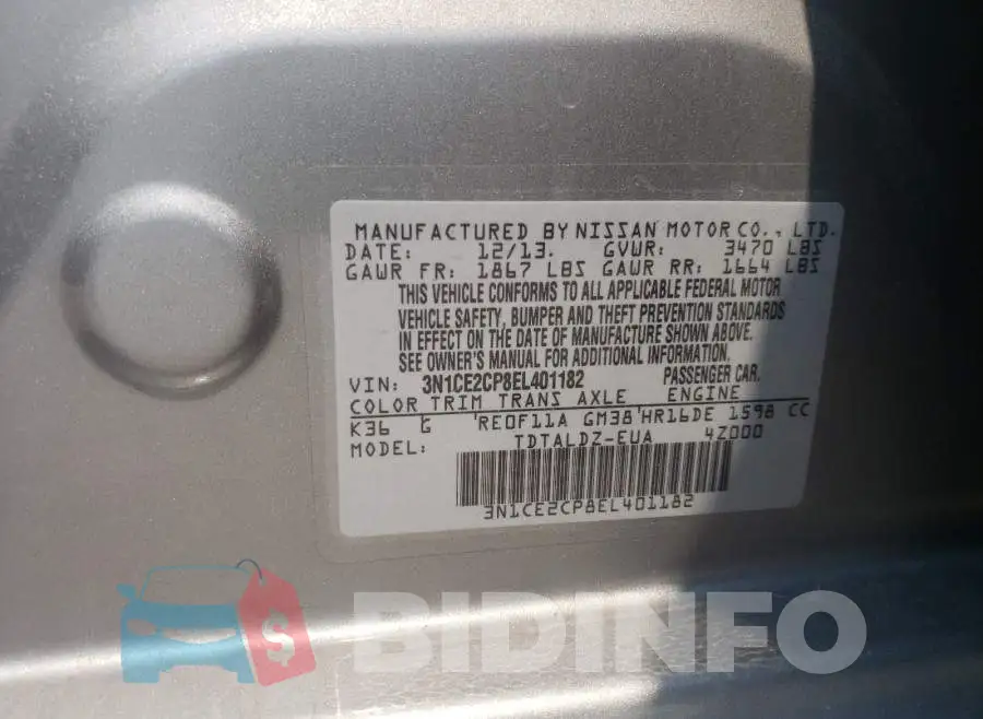 3N1CE2CP8EL401182 Photo# 10
