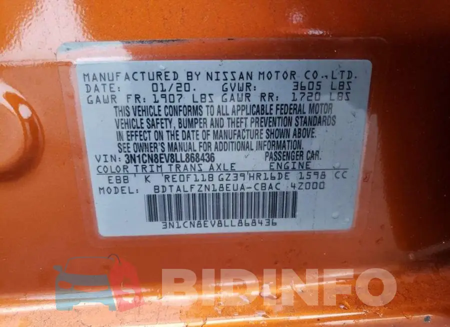 3N1CN8EV8LL868436 Photo# 12