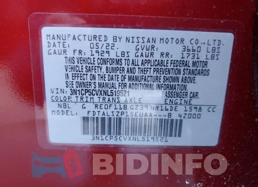 3N1CP5CVXNL519521 Photo# 13