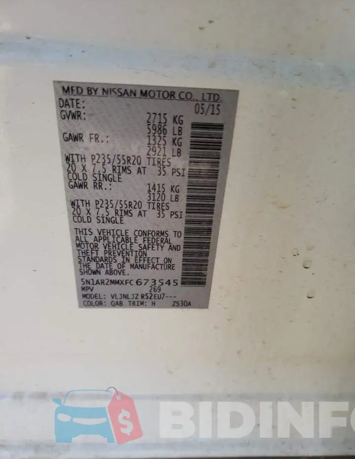 5N1AR2MMXFC673545 Photo# 13