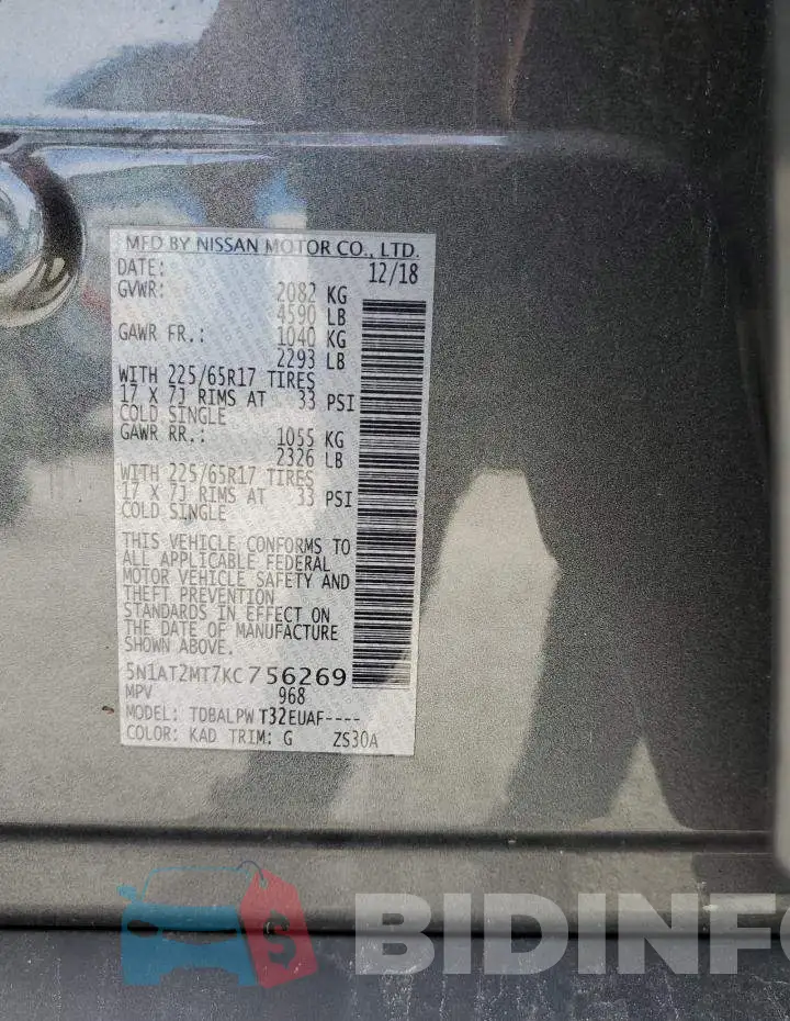 5N1AT2MT7KC756269 Photo# 13
