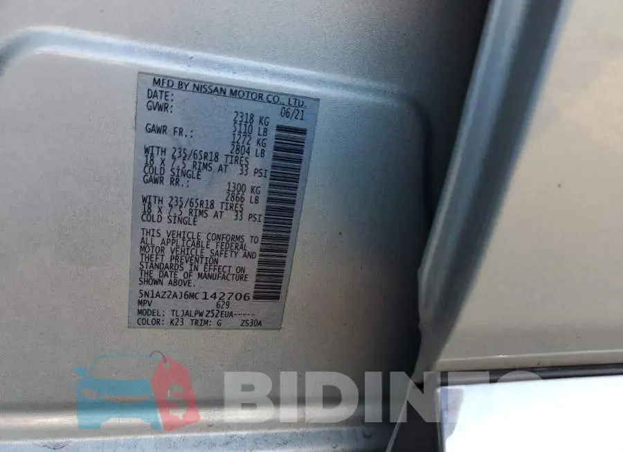 5N1AZ2AJ6MC142706 Photo# 13