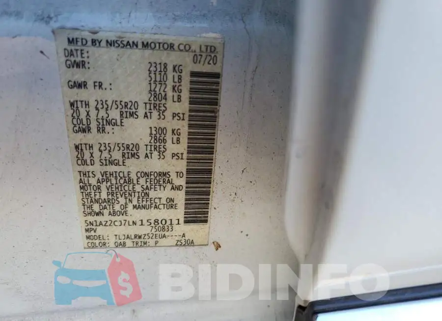 5N1AZ2CJ7LN158011 Photo# 13