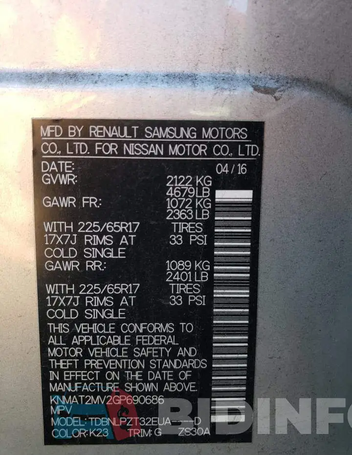 KNMAT2MV2GP690686 Photo# 12