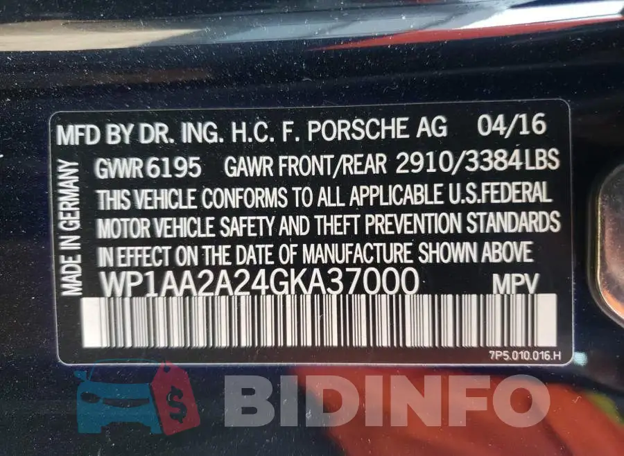 WP1AA2A24GKA37000 Photo# 10