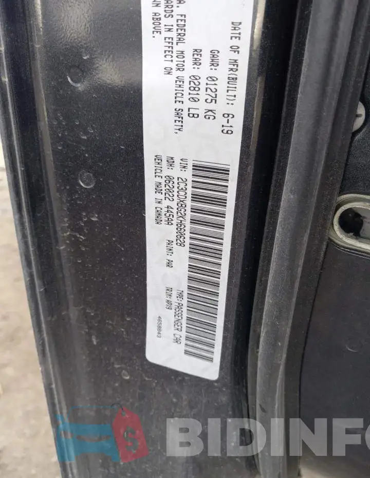 2C3CDXBG2KH660628 Photo# 10