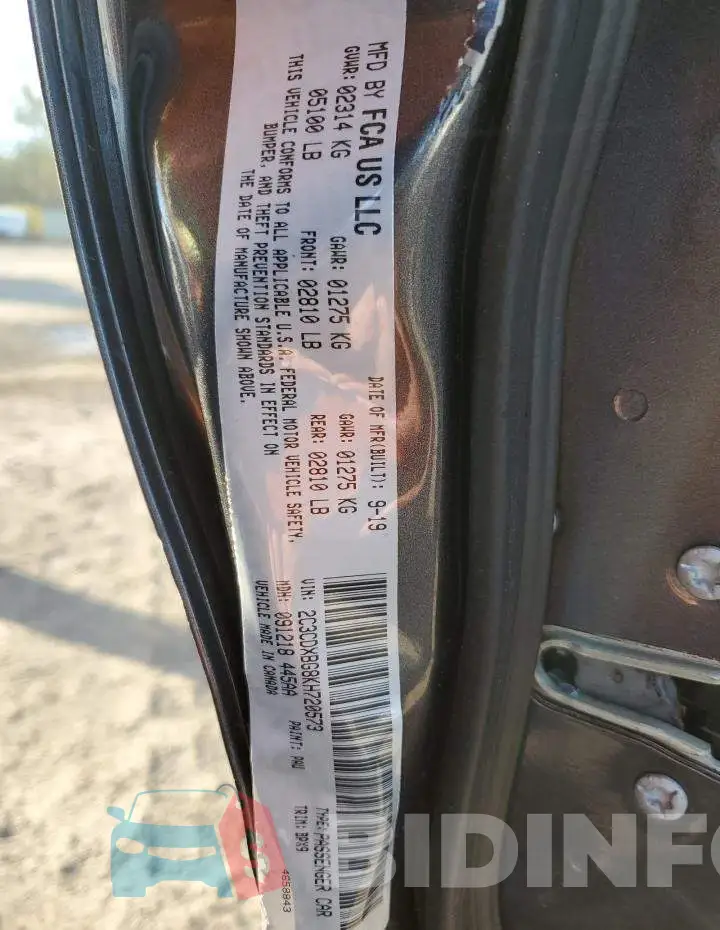 2C3CDXBG8KH720573 Photo# 12