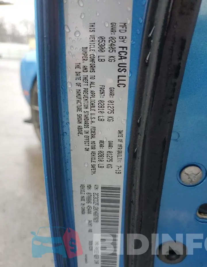 2C3CDZFJ2KH687829 Photo# 12