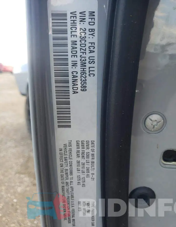 2C3CDZFJ3MH623589 Photo# 10