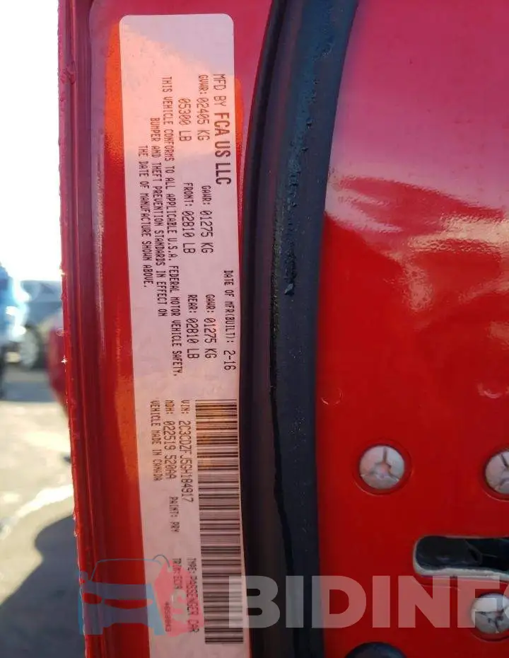 2C3CDZFJ5GH184917 Photo# 12