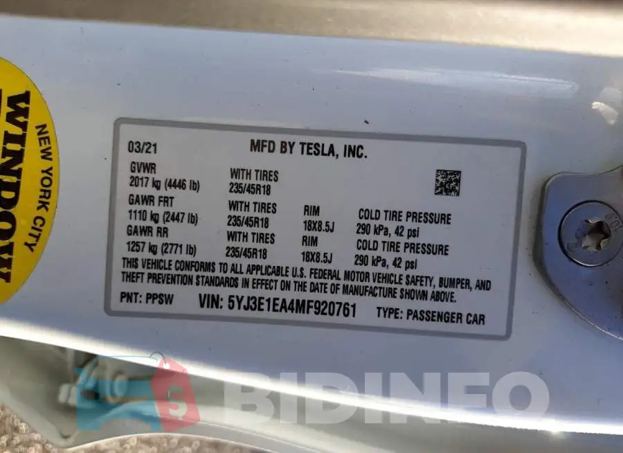 5YJ3E1EA4MF920761 Photo# 12